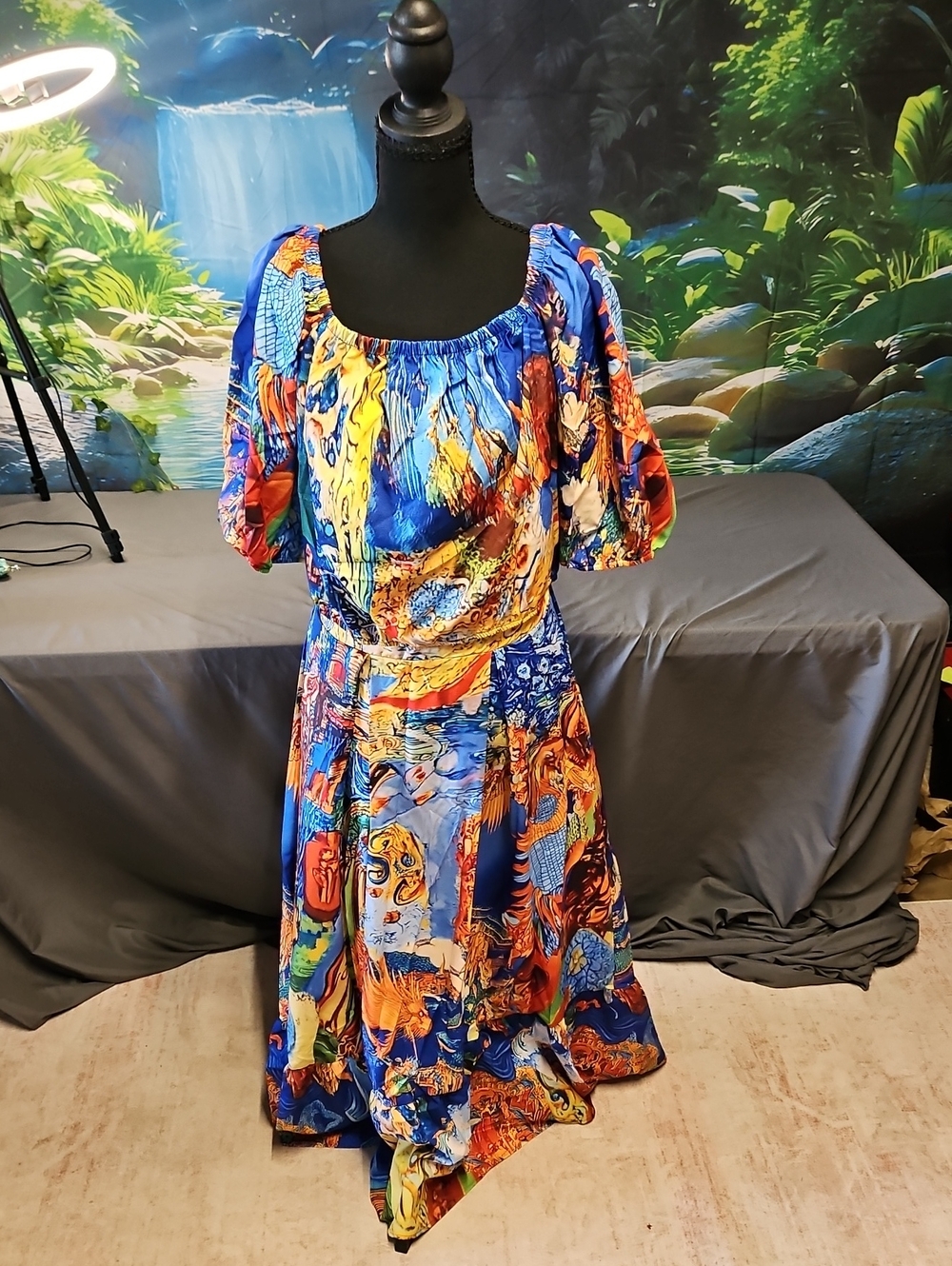 SHEIN 2pc Multi-Color Printed Puff Sleeve Top And Skirt Set